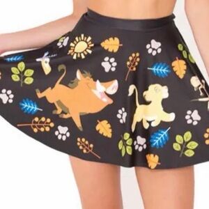 Black Lion King Print Skater Skirt - Cute Character Design
